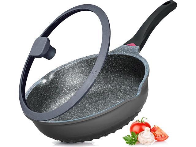 Vinchef New Handle Update 11In/5Qt Aluminum Nonstick Deep Frying Pan with Lid and Heat Indicator, Anti Scratch and Anti Stain Deep Saute Pan,.
