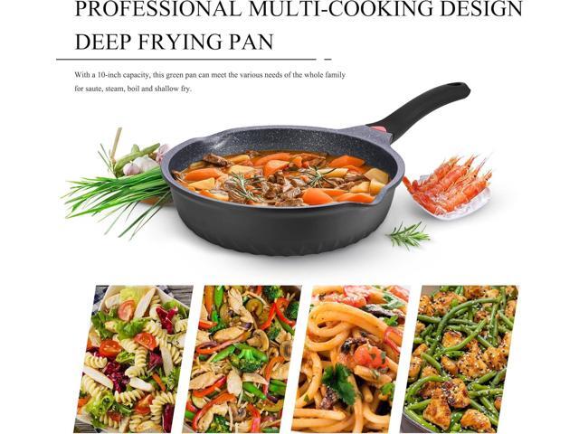 Vinchef New Handle Update 11In/5Qt Aluminum Nonstick Deep Frying Pan with Lid and Heat Indicator, Anti Scratch and Anti Stain Deep Saute Pan,...