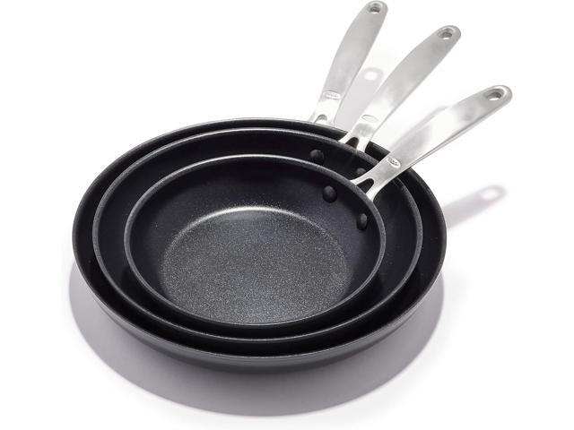 OXO Enhanced, 8' 10' and 12' 3 Piece Frying Pan Skillet Set, Healthy Ceramic Nonstick, PFAS-Free, Stainless Steel Handle, Dishwasher Safe, Oven...