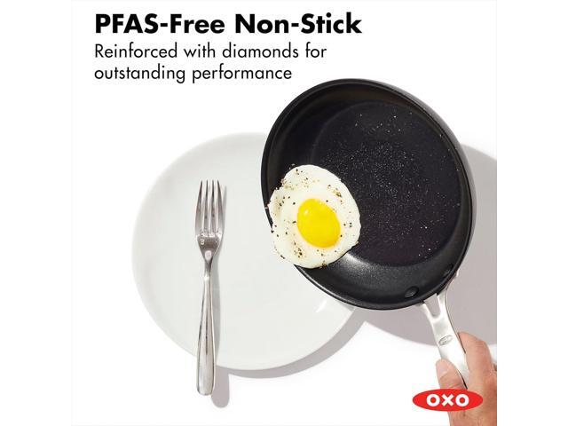 OXO Enhanced, 8' 10' and 12' 3 Piece Frying Pan Skillet Set, Healthy Ceramic Nonstick, PFAS-Free, Stainless Steel Handle, Dishwasher Safe, Oven...
