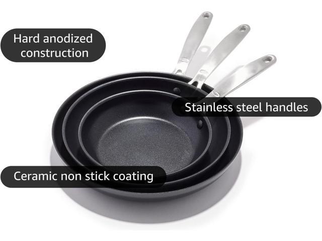 OXO Enhanced, 8' 10' and 12' 3 Piece Frying Pan Skillet Set, Healthy Ceramic Nonstick, PFAS-Free, Stainless Steel Handle, Dishwasher Safe, Oven...