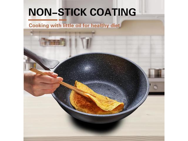 Nonstick Wok with Lid, 12 Inch Woks & Stir-fry Pans, Granite Stone Coating for Cooking, Induction Cookware, Compatible with All Stovetops, PFOA Free