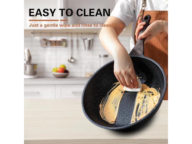 Nonstick Wok with Lid, 12 Inch Woks & Stir-fry Pans, Granite Stone Coating for Cooking, Induction Cookware, Compatible with All Stovetops, PFOA Free