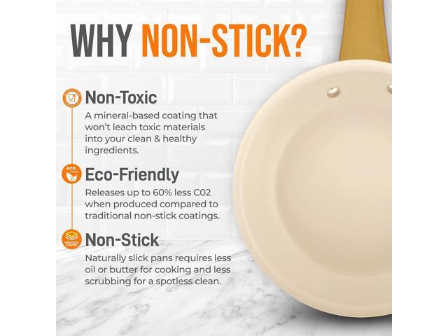 NutriChef 12-Inch Professional Ceramic Frying Pan With Lid - Large Skillet with Golden Titanium Handle, Non-Stick Ceramic Coating, Stain-Resistant,...