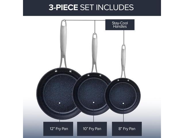 Nuwave 3-Piece Fry Pan Set, 8, 10, 12 Forged Lightweight, G10 Healthy Duralon Blue Ceramic Ultra Non-Stick, Induction-Ready & Works on All...