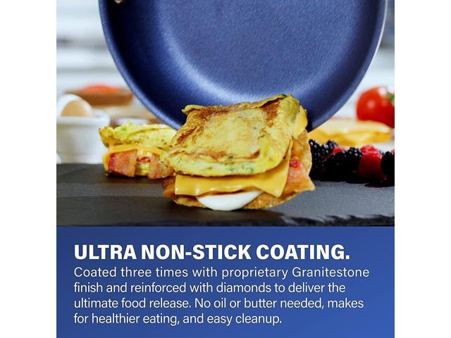 Granitestone Blue 12 Inch Non Stick Frying Pans Nonstick Skillet with Mineral and Diamond Triple Coated Surface, Nonstick Frying Pan, Nonstick Pan,...