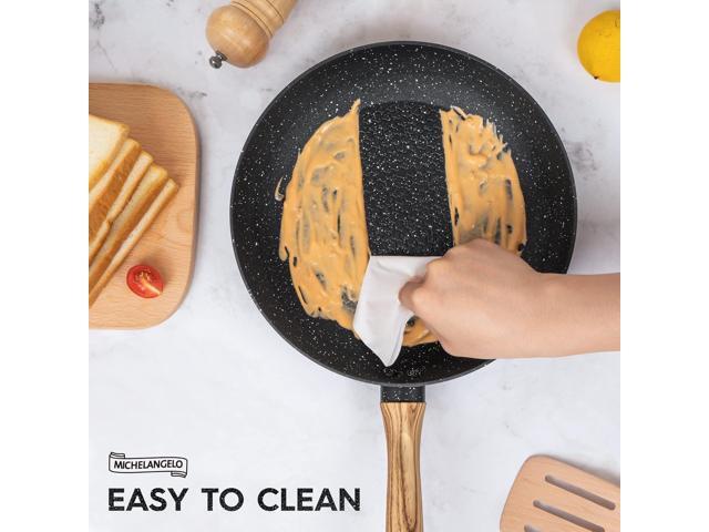 MICHELANGELO Nonstick Frying Pan with Lid, 8 Inch Frying Pans Nonstick with Healthy Coating, Small Frying Pan with Stay-Cool Handle, Induction...
