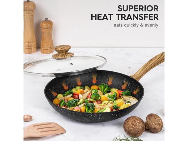 MICHELANGELO Nonstick Frying Pan with Lid, 8 Inch Frying Pans Nonstick with Healthy Coating, Small Frying Pan with Stay-Cool Handle, Induction...