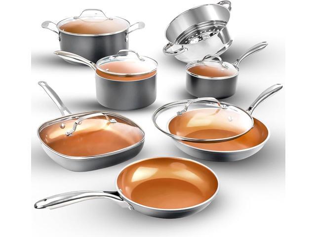Gotham Steel 12 Pc Ceramic Pots and Pans Set Non Stick, Kitchen Cookware Sets, Pot and Pan Set, Ceramic Cookware Set, Non Toxic Cookware Set, Non...
