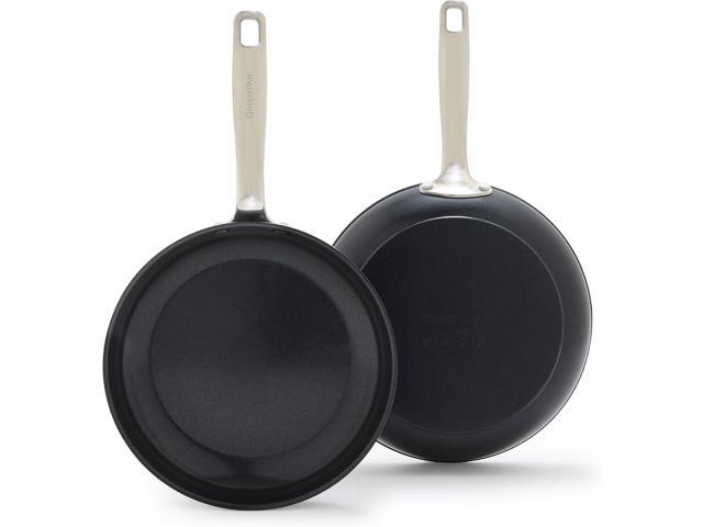 GreenPan Chatham Prime Midnight 8' and 10' Frying Pan Set, Hard Anodized Ceramic Nonstick, PFAS-Free, Dishwasher Safe, Oven Safe, Healthy Cooking...