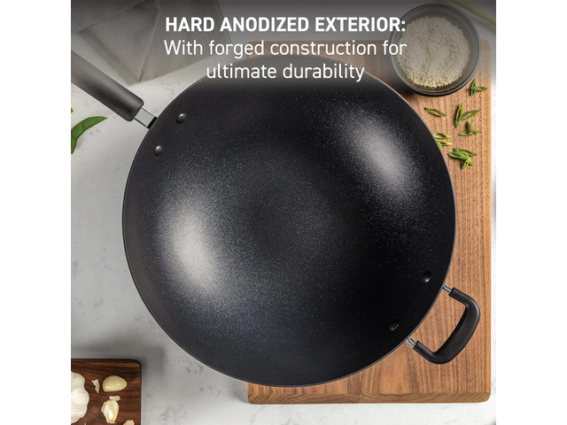 T-fal Ultimate Hard Anodized Nonstick Wok 14 Inch, Oven Broiler Safe 350F, Non Stick Stir-Fry Pan, Cookware, Pots and Pans, Kitchen, Versatile Deep...
