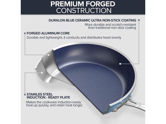 Nuwave 7pc Cookware Set Healthy Duralon Blue Ceramic Nonstick Coated, Diamond Infused Scratch-Resistant, PFAS Free, Oven Safe, Induction Ready &...