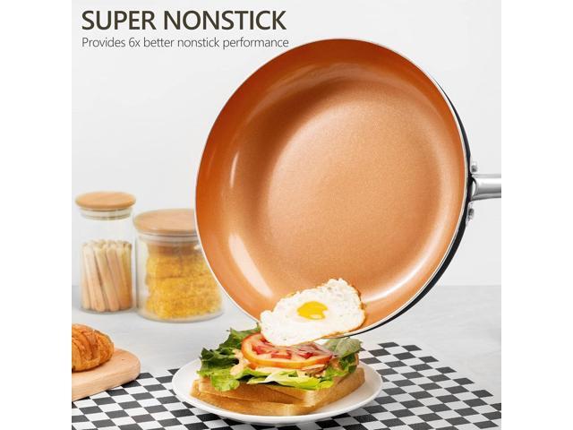 MICHELANGELO Frying Pan with Lid, Nonstick 8 Inch Frying Pan with Ceramic Titanium Coating, Copper Frying Pan with Lid, Small Frying Pan 8 Inch,...
