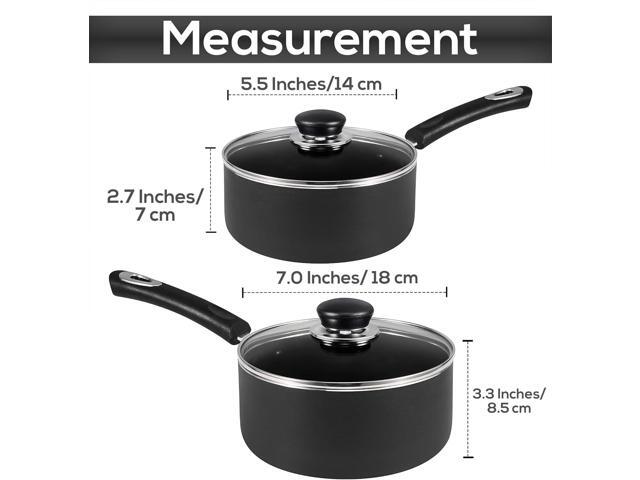 Utopia Kitchen Nonstick Saucepan Set with Lid, 1 Quart and 2 Quarts Multipurpose Pots Set for Home Kitchen or Restaurant (Grey-Black)