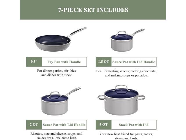 Nuwave 7pc Cookware Set Healthy Duralon Blue Ceramic Nonstick Coated, Diamond Infused Scratch-Resistant, PFAS Free, Oven Safe, Induction Ready &...