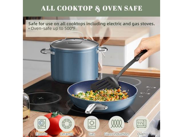 Nuwave Healthy Duralon Blue Ceramic Nonstick Coated 7pc Cookware Set, Scratch-Resistant Diamond Infused, PFAS Free, Induction Ready & Evenly Heats,...