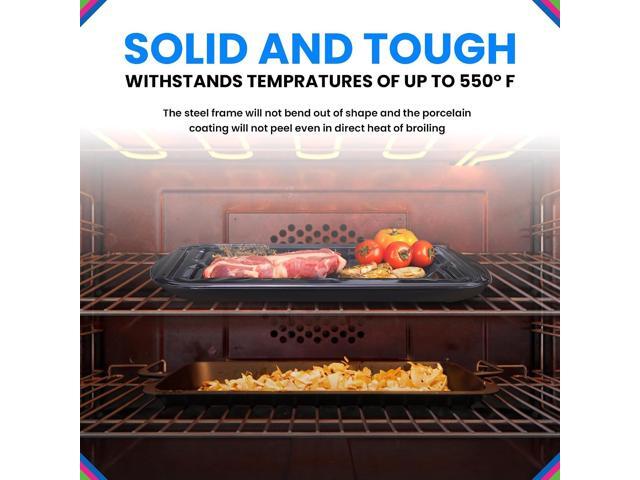 Broiler Pan for Oven Nonstick Porcelain Coated - 16.75 x 12.75 Whirlpool 4396923 Replacement Broiling Pan for Oven With Rack for High-Temperatures...