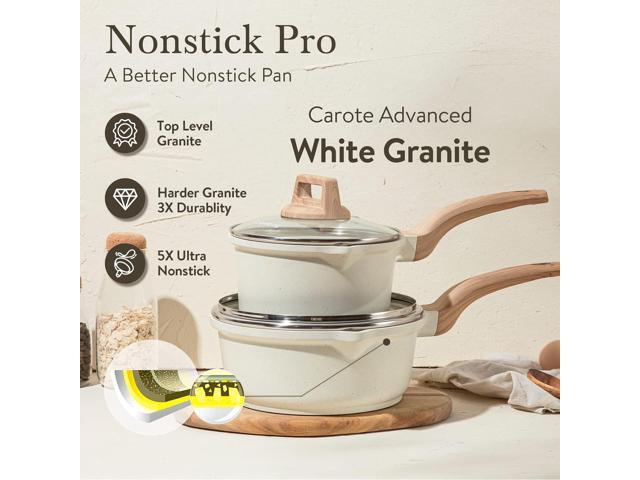 CAROTE 1.5Qt & 3.0Qt Sauce Pan Set with Lid Nonstick Saucepan 4 Pcs Non Stick Sauce Pots Cooking Pot with Pour Spout, Easy to Clean, Small Kitchen...