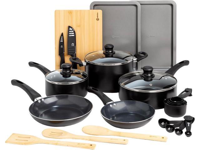 Ecolution Easy Clean Ceramic Nonstick Cookware Set, Dishwasher Safe Kitchen Pots and Pans Set, Comfort Grip Handle, Even Heating, Ultimate Food.