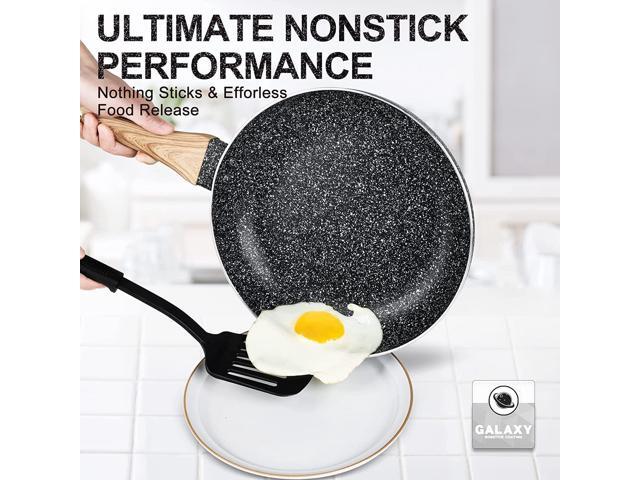 MICHELANGELO Non Stick Frying Pans - 8'+9.5'+11' Nonstick Frying Pan Set with Non-Toxic Stone Coating, Frying Pans Nonstick with Anti-Scald Handle,...