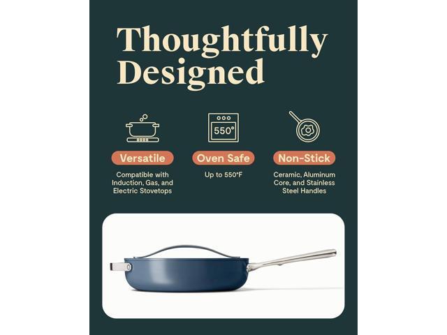 Caraway Nonstick Ceramic Sauté Pan with Lid (4.5 qt, 11.8') - Non Toxic, PTFE & PFOA Free - Oven Safe & Compatible with All Stovetops (Gas,...