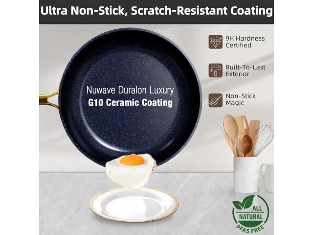 Nuwave Healthy Duralon Blue Ceramic Nonstick Cookware Set, Diamond Infused Scratch-Resistant, PFAS Free, Dishwasher & Oven Safe, Induction Ready &...