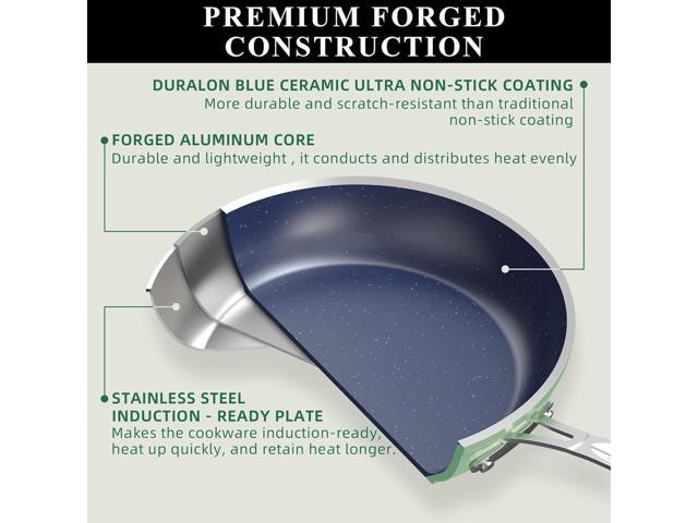 Nuwave Healthy Duralon Blue Ceramic Nonstick Cookware Set, Diamond Infused Scratch-Resistant, PFAS Free, Dishwasher & Oven Safe, Induction Ready &...