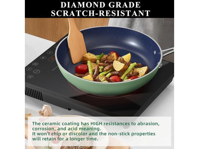 Nuwave Healthy Duralon Blue Ceramic Nonstick Cookware Set, Diamond Infused Scratch-Resistant, PFAS Free, Dishwasher & Oven Safe, Induction Ready &...