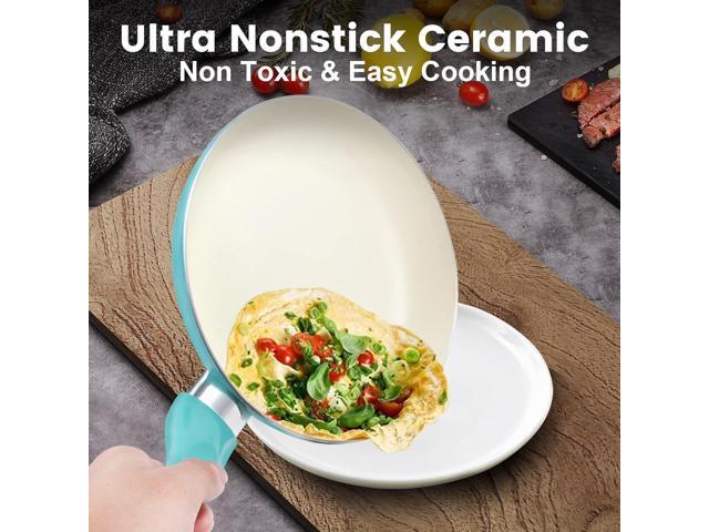 Pots and Pans Set, 7 Piece Nonstick Ceramic Cookware Set, Kitchen Induction Cookware Sets, Pots and Pans Non Stick with Stay Cool Handle, 100% PFOA...