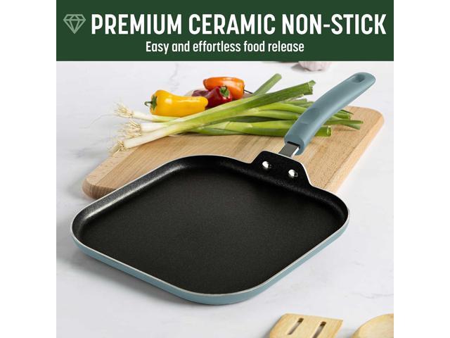 Goodful Ceramic Nonstick Pots and Pans Set, Premium Ceramic Coating Made without PFOA, PTFE or PFAS, Dishwasher Safe, 12-Piece, Turquoise