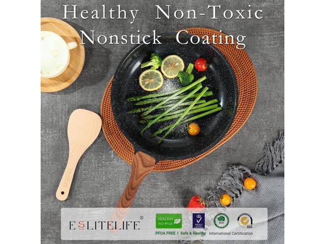 ESLITE LIFE Nonstick Cookware Sets, 12 Pcs Granite Coating Pots and Pans Set Kitchen Cooking Set, Compatible with All Stovetops (Gas, Electric &...