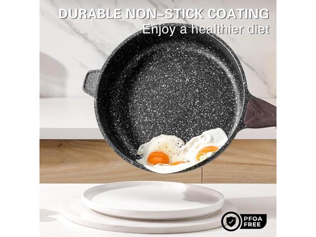 Nonstick Deep Frying Pan with Lid, 12 Inch Large Skillet, 5 Qt Non Stick Saute Pan for Cooking, Healthy Non Toxic Chef Pan, Induction Cookware,...