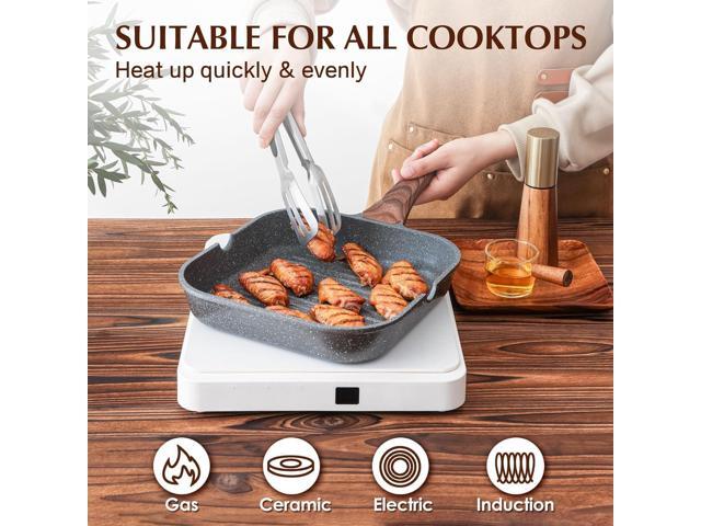 SENSARTE Nonstick Cookware Set 23-Piece, Non Stick Pots and Pans Set with Swiss Granite Coating, Healthy Kitchen Cooking Set, Stay-Cool Handles