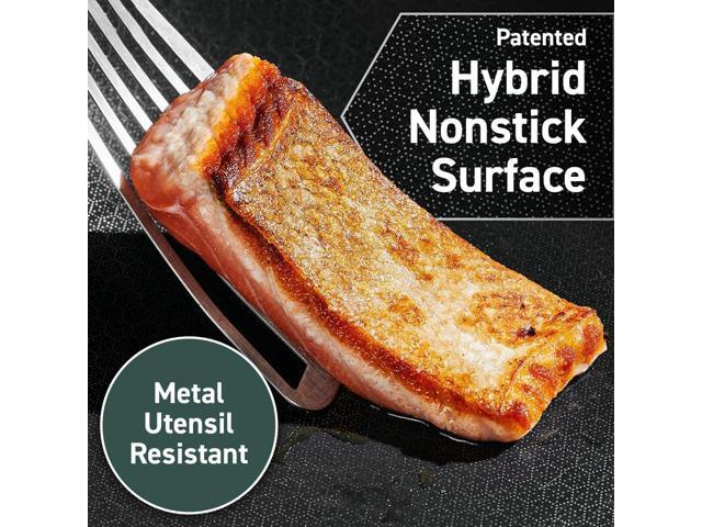 HexClad Hybrid Nonstick 5.5 Qt Deep Sauté Pan and Lid, Dishwasher and Oven-Safe, Compatible with All Cooktops