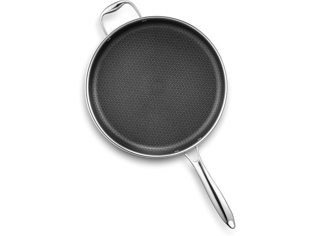 HexClad Hybrid Nonstick 5.5 Qt Deep Sauté Pan and Lid, Dishwasher and Oven-Safe, Compatible with All Cooktops