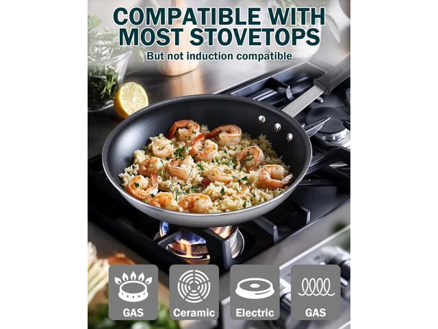 Cooks Standard Nonstick Frying Pan 8-Inch, Heavy Duty Skillet Pan, Professional Aluminum Omelette Pan,Metalic