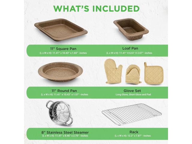Nutrichef 22-Piece Maroon Marble Non-Stick Cookware and Bakeware Set - Professional Home Kitchen Collection with Multi-Sized Pots, Pans, and...