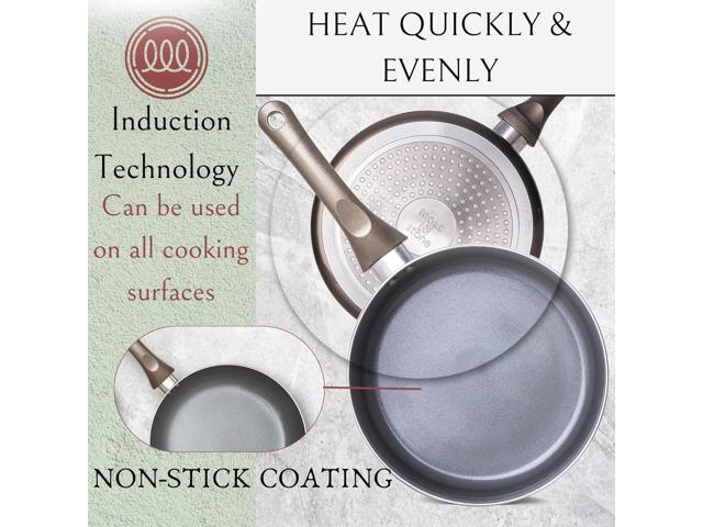 Moss & Stone 6 Pcs Dark Grey Nonstick Cookware Set, Pots And Pans Set Non stick With Glass Lid, Induction Cookware, Stay-Cool Handle PTFE/PFOA...