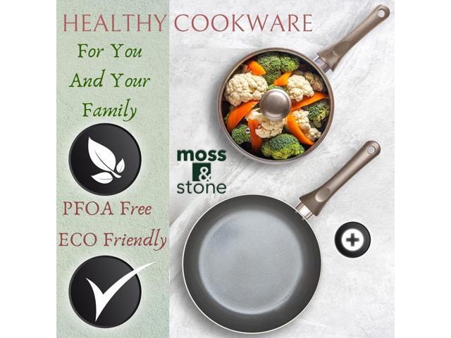 Moss & Stone 6 Pcs Dark Grey Nonstick Cookware Set, Pots And Pans Set Non stick With Glass Lid, Induction Cookware, Stay-Cool Handle PTFE/PFOA...