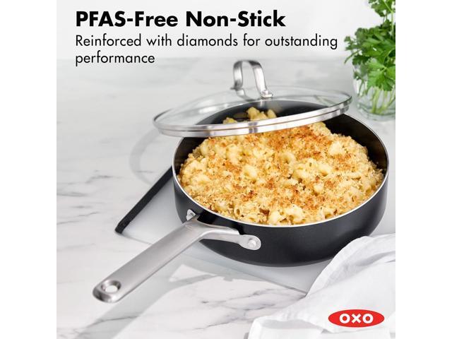 OXO Agility Series 5QT Saute Pan with Lid, Ceramic Nonstick Cookware PFAS-Free, Induction Suitable, Quick Even Heating, Stainless Steel Handles,...