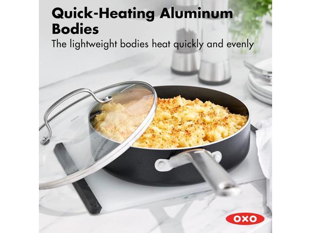 OXO Agility Series 5QT Saute Pan with Lid, Ceramic Nonstick Cookware PFAS-Free, Induction Suitable, Quick Even Heating, Stainless Steel Handles,...