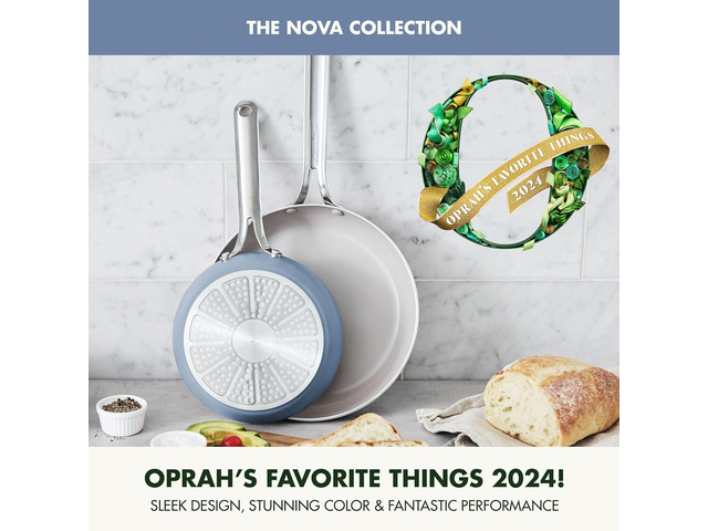 GreenPan Nova 8 & 10 2 Piece Frying Pan Skillet Set, Oprahs Favorite Things 2024, Induction PFAS-Free Nontoxic Ceramic Nonstick, Holiday Gifting,...