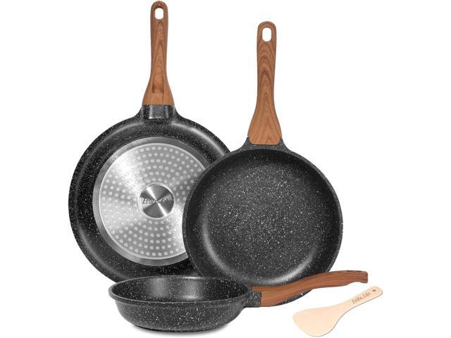 ESLITE LIFE Nonstick Ceramic Frying Pans Skillets Set, Non-Toxic Egg Omelette Kitchen Cooking Pans Compatible with All Stovetops (Gas, Electric &.