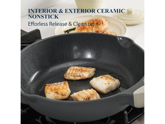 Nonstick Ceramic Sauté Pan with Lid (4.8 qt, 12 inch), Toxin-Free Deep Frying Pan, Versatile Non Stick Frying Pan, Skillet, PTFE, PFOA & PFAS Free,...