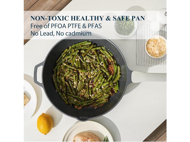 Nonstick Ceramic Sauté Pan with Lid (4.8 qt, 12 inch), Toxin-Free Deep Frying Pan, Versatile Non Stick Frying Pan, Skillet, PTFE, PFOA & PFAS Free,...