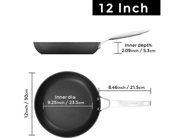 MsMk Nonstick Frying Pan, 12 InchTitanium and Diamond Non Stick Pan, Sturdy and Durable Skillet Nonstick, for Various Stove Type, Dishwasher Safe...