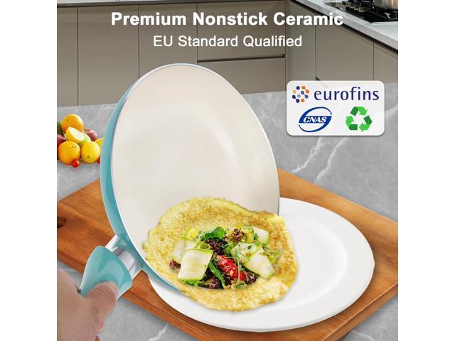 Pots and Pans Set Nonstick, 11pcs Kitchen Cookware Sets Induction Cookware, Ceramic Non Stick Cooking Set, Stay Cool Handle & Bamboo Kitchen...