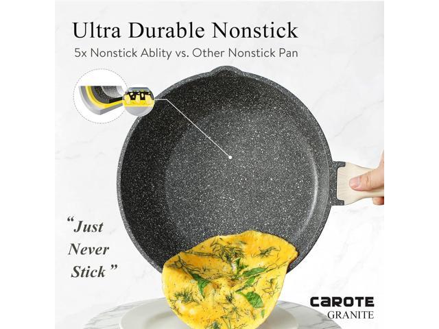 CAROTE 12Inch Nonstick Deep Frying Pan with Lid, 5.5 Qt Jumbo Cooker Saute Pan with Pour Spout, Skillet Induction Cookware, Non Stick Cooking Pan...