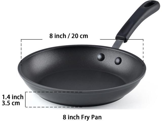 Cook N Home Nonstick Saute Fry Pan 8-inch Professional Hard Anodized Frying Pan, Dishwasher Safe with Stay-Cool Handles, Black