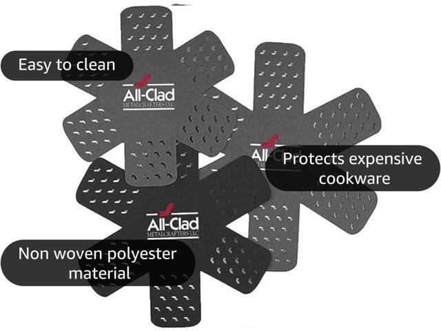 All-Clad Premium Cookware Protectors: Pot and Pan Protectors for Kitchen Organization - Perfect for Cast Iron, Steel, or Glass, (3-Piece), Black/Grey